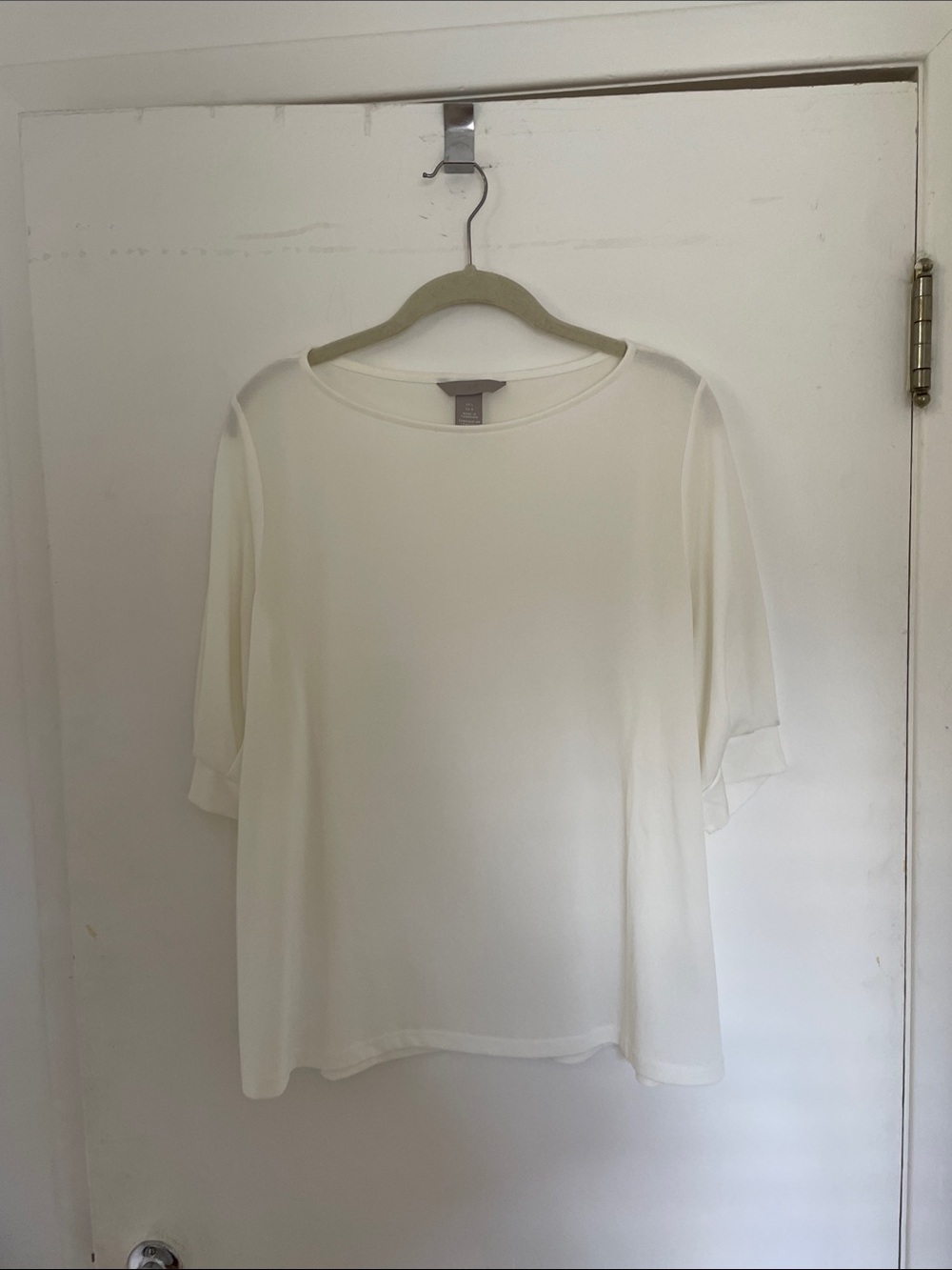 H&M Cream Short-Sleeve Relaxed Blouse